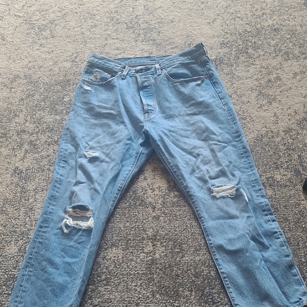 Levi's Blue Relaxed Fit Jeans with Distressed Details